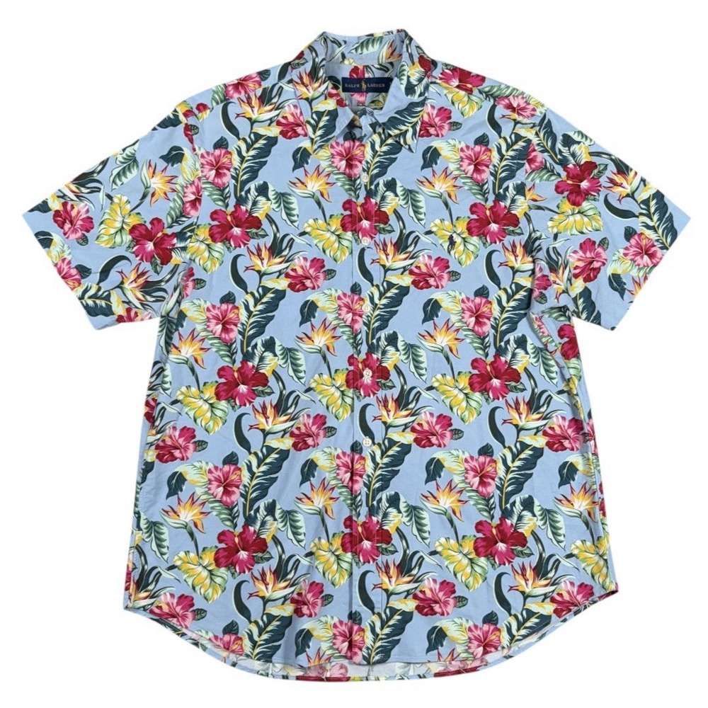 Polo Ralph Lauren Button Down Shirt Hawaiian Tropical Floral AOP Classic Sz L